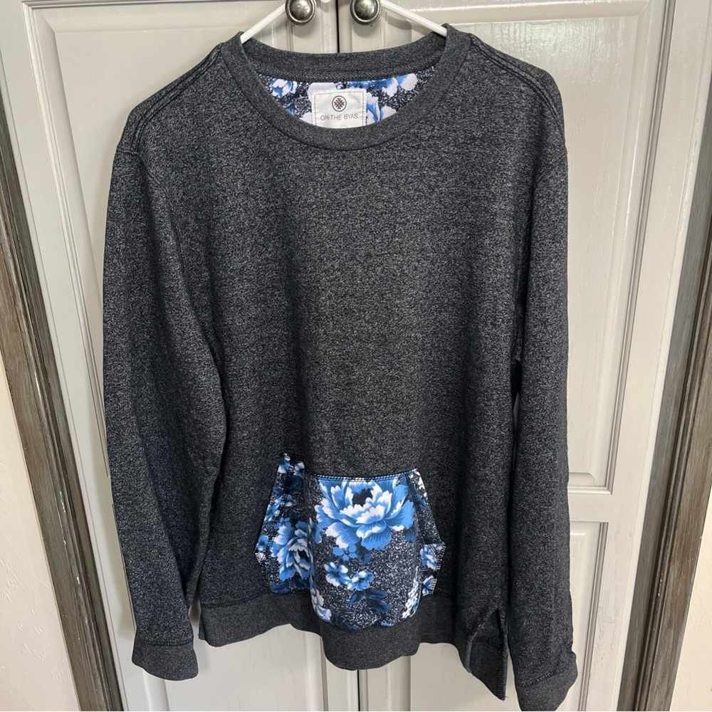 On the Byas Gray and Blue Crewneck Sweatshirt